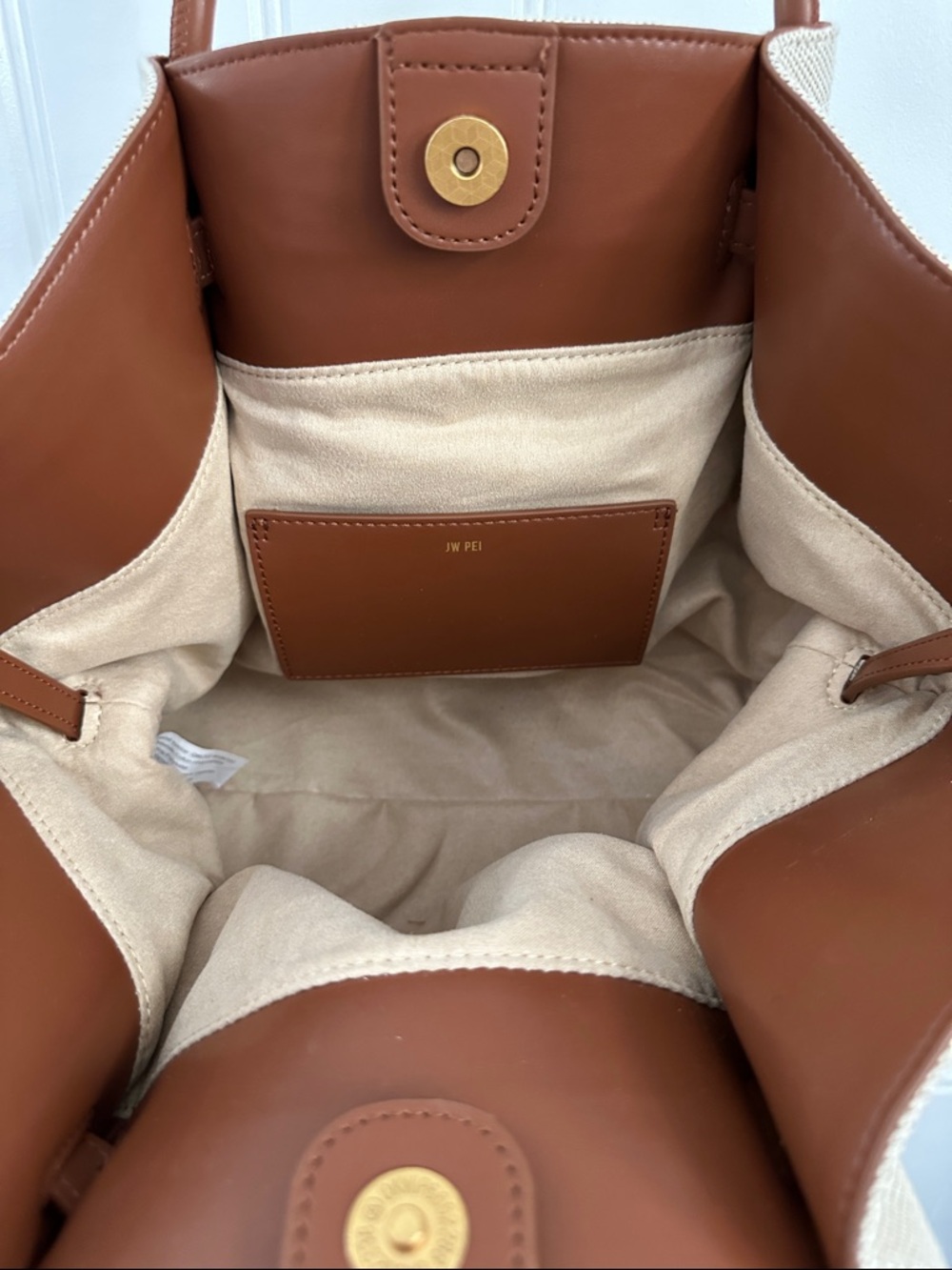 JW PEI- Hana Medium Tote Bag - Canvas and brown trim - Picture 4 of 10